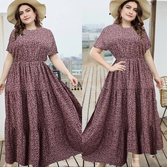 Boho plus size dot swing maxi dress - Picture 5 of 8